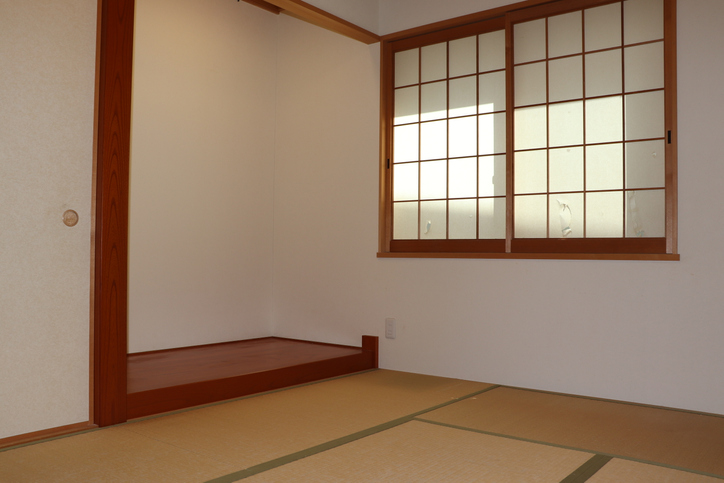 Traditional Japanese room with tatami mat and alcove